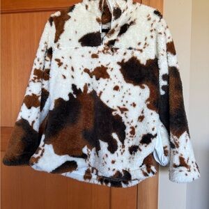 Cow Print Fleece Pullover